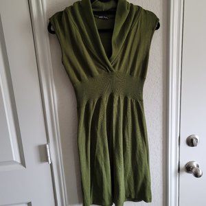 Olive green sleeveless sweater dress